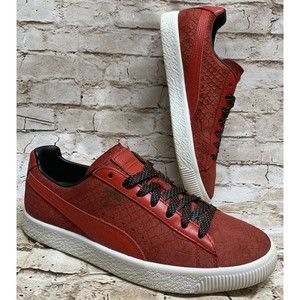 Puma Clyde Men's Sneaker Shoe Red Snake Skin Pattern leather Size US 8 Pre-owned